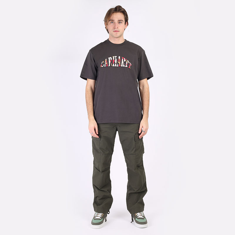 мужская коричневая футболка Carhartt WIP S/S Dome Script T-Shirt I029981-stormcloud - цена, описание, фото 5